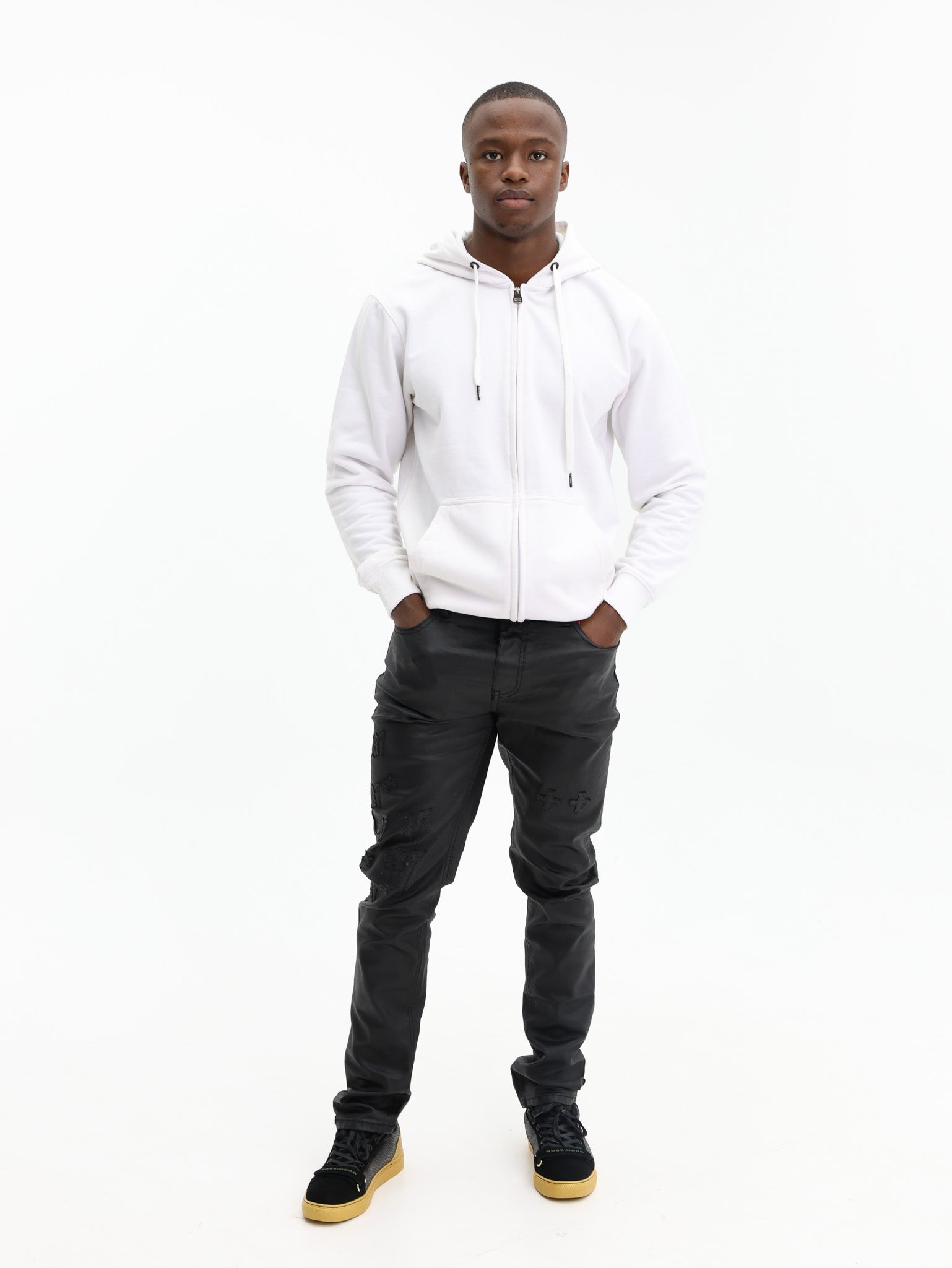 Ben Sherman Jacket Check Emb Zip Thru Hoodie White